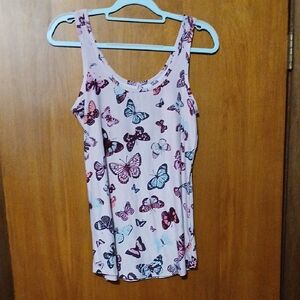 Butterfly Print Pink Tank Top